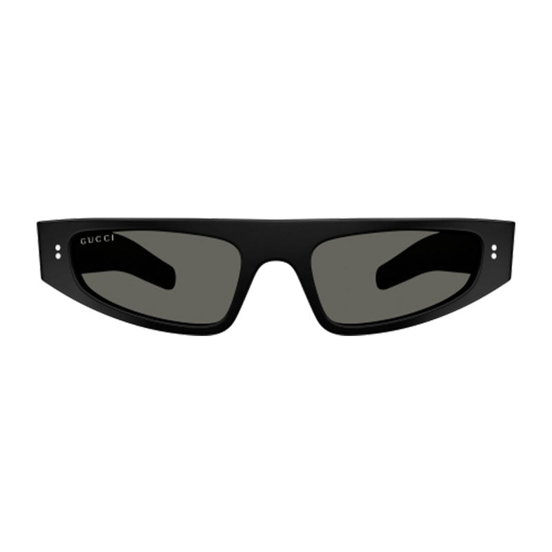 Gucci Sunglasses Cat Eye Full Rim, Black Frame and Grey With Neon Yellow Cord Lens GG1634S006