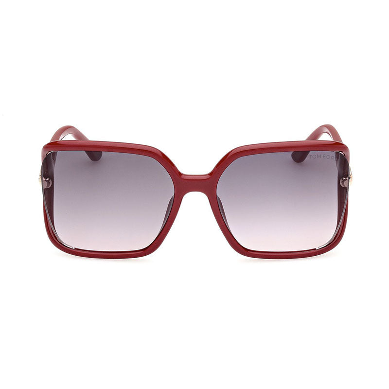 Tom Ford Square Semi Rim, with a Shiny Fuxia frame and Smoke Gradient lens.