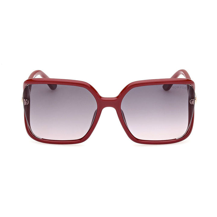 Tom Ford Square Semi Rim, with a Shiny Fuxia frame and Smoke Gradient lens.