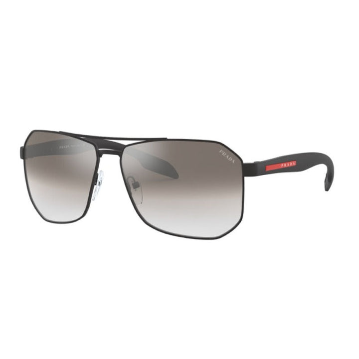 Prada Sport Sunglasses Square Full Rim, Matte Black Frame and Gradient Grey Mirror Silver Lens PS51VS1BO5O0
