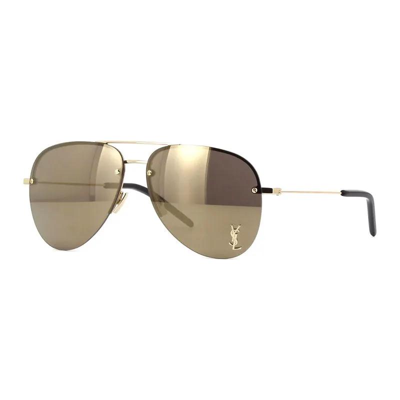 Saint Laurent Sunglasses Aviator Semi Rim, Silver Frame and Grey Gradient Lens
