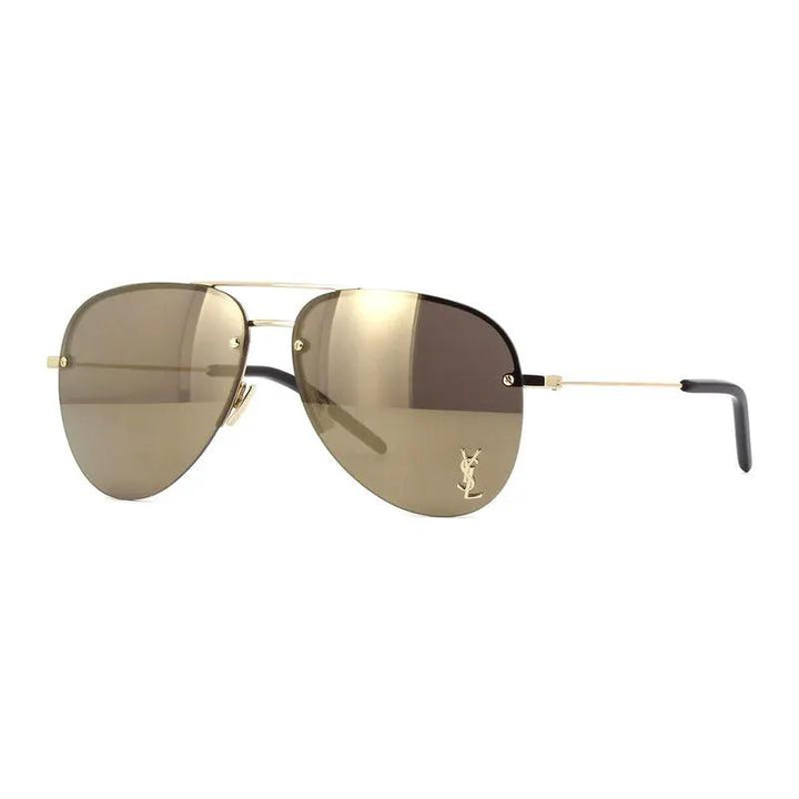 Saint Laurent Sunglasses Aviator Semi Rim, Silver Frame and Grey Gradient Lens