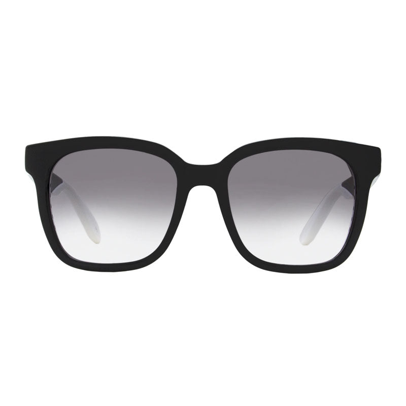 Alexander McQueen Sunglasses Square Full Rim, Shiny Black/White Frame and Grey Gradient Lens AM0295SK002