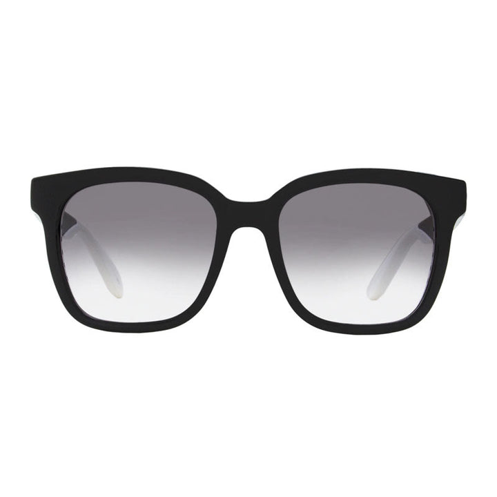 Alexander McQueen Sunglasses Square Full Rim, Shiny Black/White Frame and Grey Gradient Lens AM0295SK002