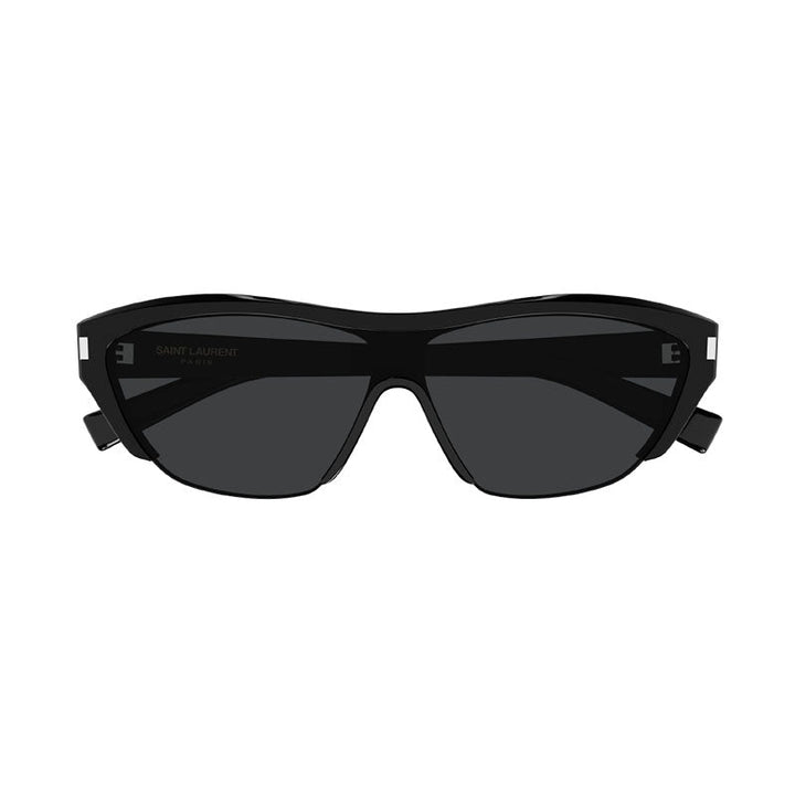 Saint Laurent Sunglasses Square Full Rim, Shiny Black Frame and Grey Lens SL704001