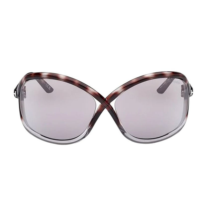 Tom Ford Geometric Semi Rim, with a Gradient Grey Havana frame and Smoke Grey Silver Flash Mirror lens.