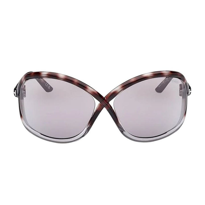 Tom Ford Geometric Semi Rim, with a Gradient Grey Havana frame and Smoke Grey Silver Flash Mirror lens.