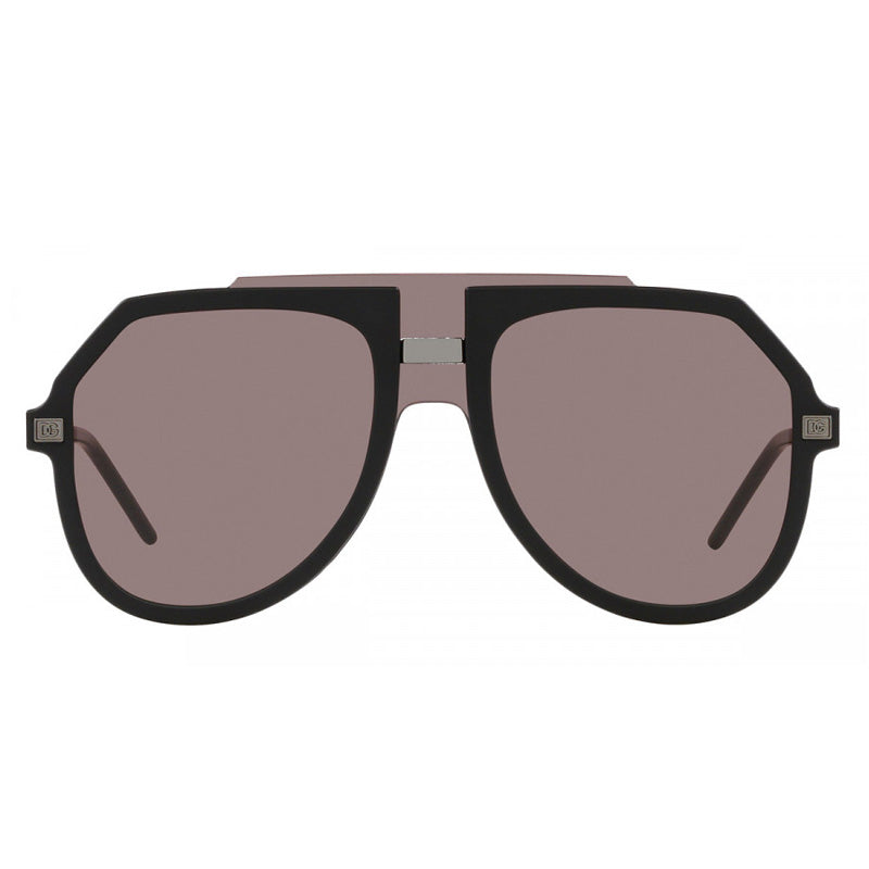 Dolce & Gabbana Sunglasses Aviator Full Rim, Matte Black Gunmetal Frame and Purple Brown Lens DG619525257N