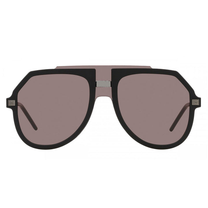 Dolce & Gabbana Sunglasses Aviator Full Rim, Matte Black Gunmetal Frame and Purple Brown Lens DG619525257N