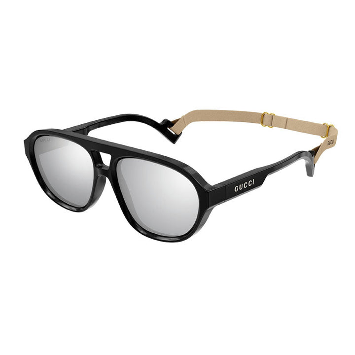 Gucci Sunglasses Aviator Full Rim, Black Frame and Silver Mirror Lens GG1239S002