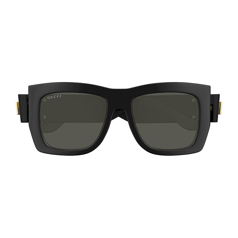 Gucci Sunglasses Square Full Rim, Shiny Black Frame and Grey Lens GG1688001