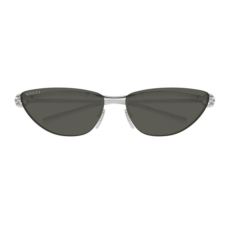 Gucci Cat Eye Rimless, with a Silver frame and Grey lens