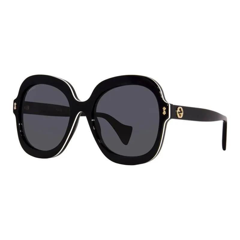 Gucci Sunglasses Round Full Rim, Black Frame and Grey Lens GG1240S001