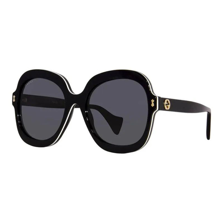 Gucci Sunglasses Round Full Rim, Black Frame and Grey Lens GG1240S001