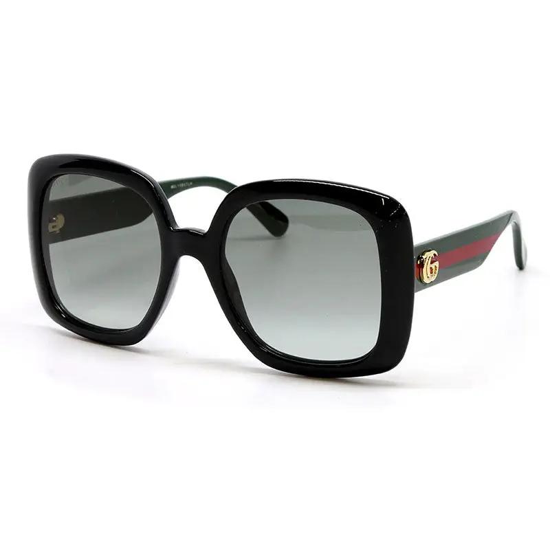 Gucci Sunglasses Butterfly Full Rim, Black Green Frame and Grey Gradient Lens GG0713S006