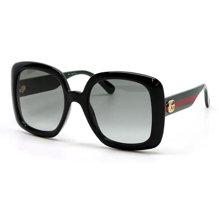 Gucci Sunglasses Butterfly Full Rim, Black Green Frame and Grey Gradient Lens GG0713S006