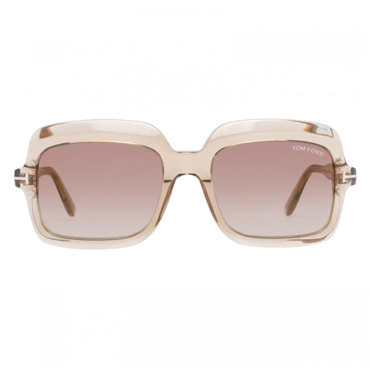 Tom Ford Square Full Rim, with a Shiny Light Brown frame and Brown Gradient lens.