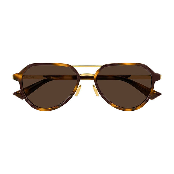 Bottega Veneta Sunglasses Aviator Full Rim, Havana/Gold Frame and Brown Lens BV1373S002