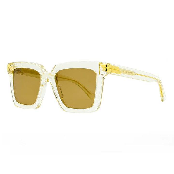 Bottega Veneta Sunglasses Square Full Rim, Transparent Frame and Brown Lens BV1005S005