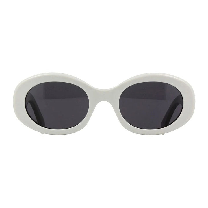 Celine Sunglasses Oval Full Rim, Ivory Frame and Smoke Lens CL40194U25A