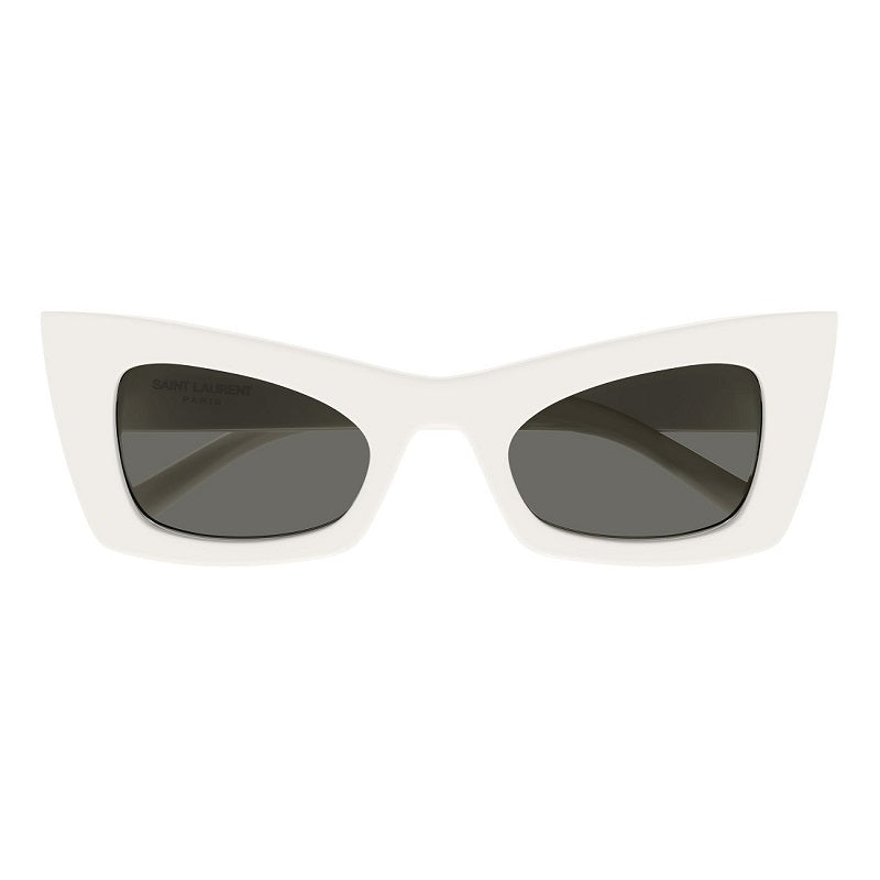 Saint Laurent Sunglasses Cat Eye Full Rim, Ivory Frame and Grey Lens SL702003