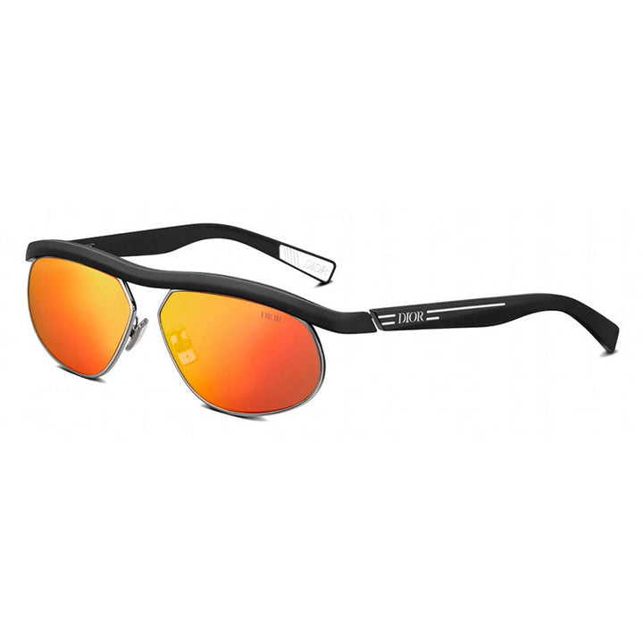 Dior Oval Full Rim, with a Matte Black frame and Orange Mirrored lens.
