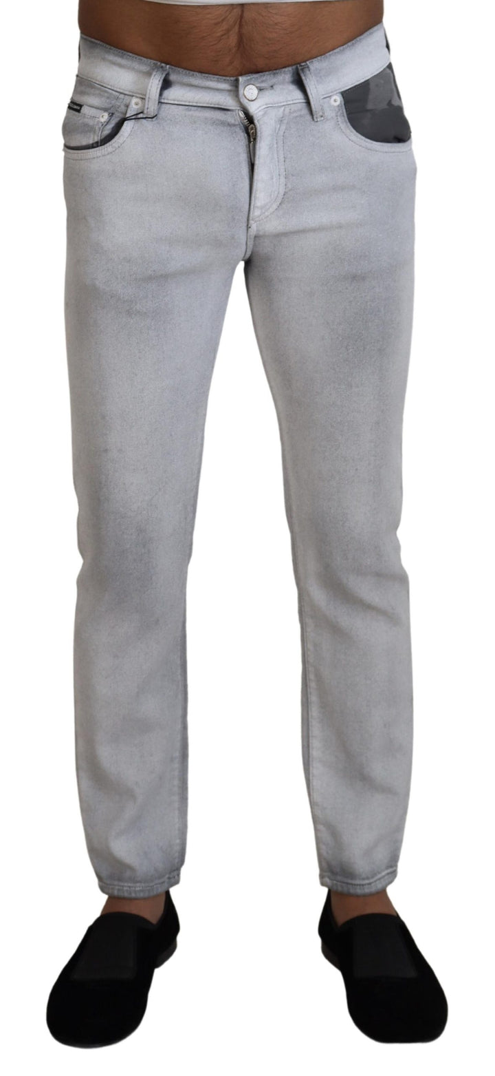 Dolce &amp; Gabbana Sample Sale Dolce &amp; Gabbana Gray Washed Skinny Men Denim Jeans - | Designer outlet