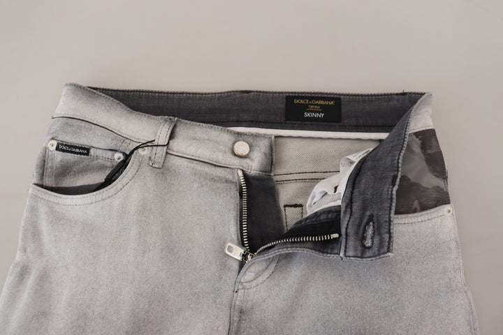 Dolce &amp; Gabbana Sample Sale Dolce &amp; Gabbana Gray Washed Skinny Men Denim Jeans - | Designer outlet