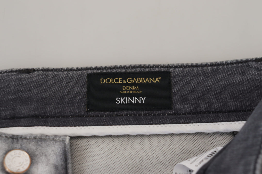 Dolce &amp; Gabbana Sample Sale Dolce &amp; Gabbana Gray Washed Skinny Men Denim Jeans - | Designer outlet
