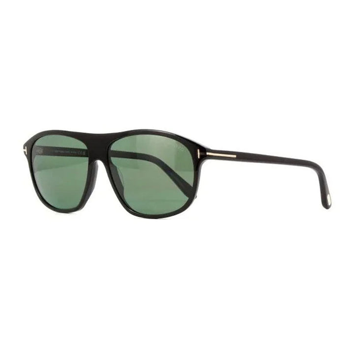 Tom Ford Square Full Rim, with a Shiny Black frame and Green Polarized lens.