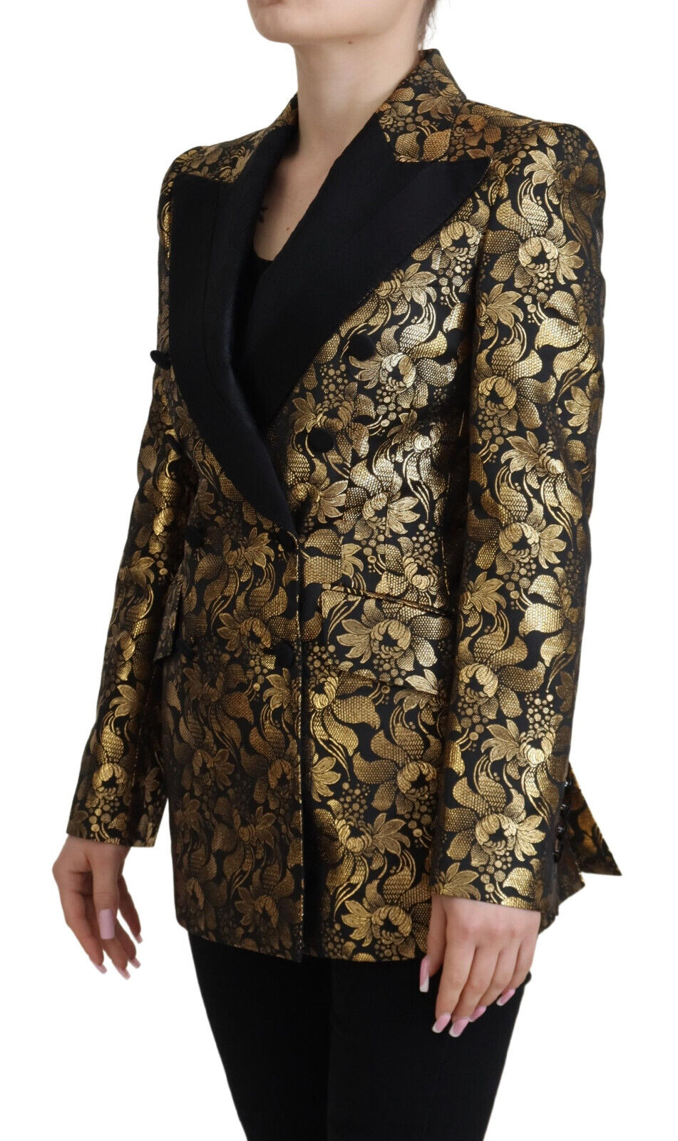 Dolce & Gabbana - Dolce & Gabbana Elegant Black and Gold Floral Jacket - JKT3467 - 38 - Ask Me Wear