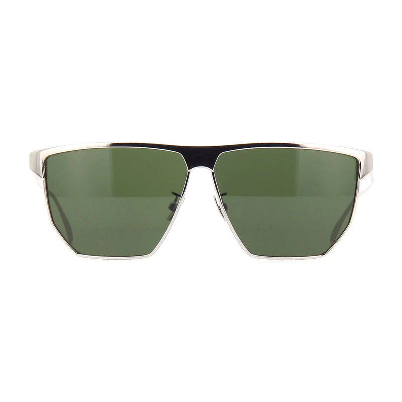 Bottega Veneta Sunglasses Geometric Full Rim, Silver Frame and Green Lens BV1069S002