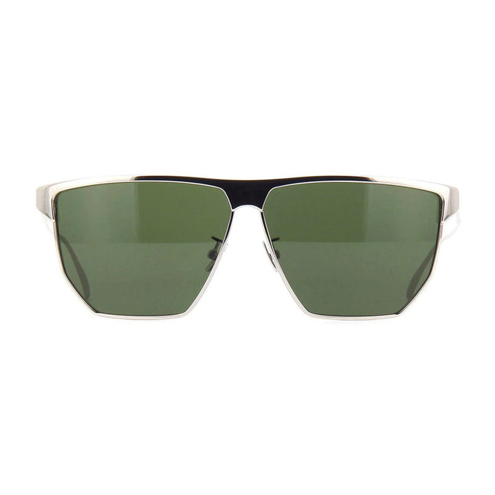 Bottega Veneta Sunglasses Geometric Full Rim, Silver Frame and Green Lens BV1069S002
