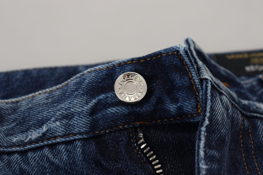 Dolce &amp; Gabbana Sample Sale Dolce &amp; Gabbana Blue Cotton Tattered Men Denim Jeans - | Designer outlet