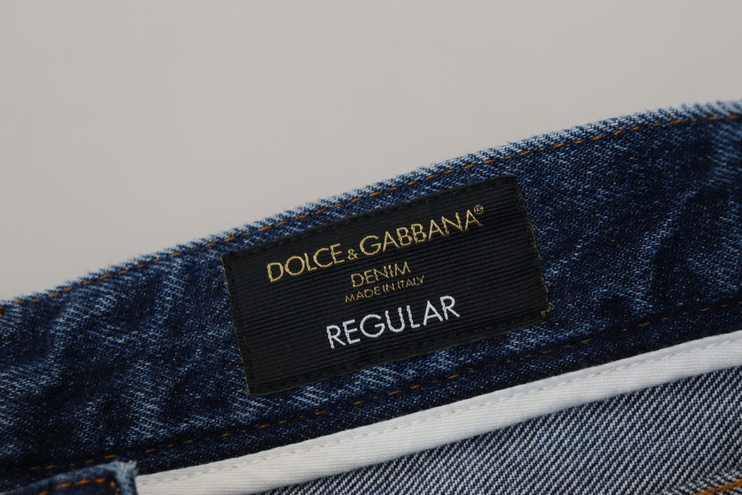 Dolce &amp; Gabbana Sample Sale Dolce &amp; Gabbana Blue Cotton Tattered Men Denim Jeans - | Designer outlet