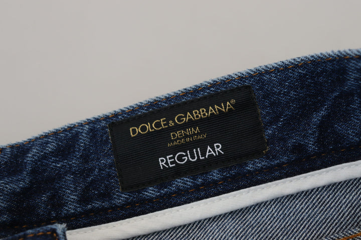 Dolce &amp; Gabbana Sample Sale Dolce &amp; Gabbana Blue Cotton Tattered Men Denim Jeans - | Designer outlet