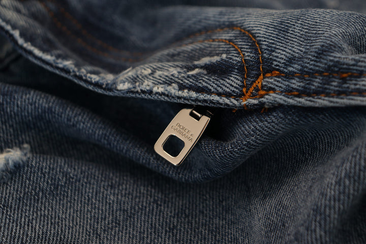 Dolce &amp; Gabbana Sample Sale Dolce &amp; Gabbana Blue Cotton Tattered Men Denim Jeans - | Designer outlet