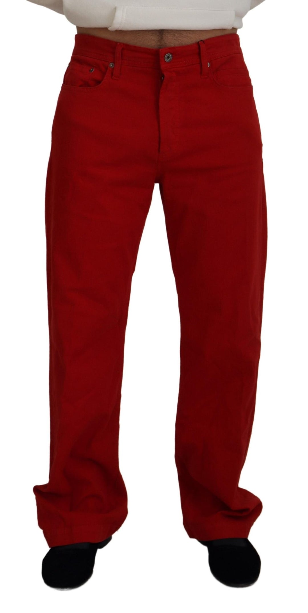 Dolce &amp; Gabbana Sample Sale Dolce &amp; Gabbana Red Cotton Straight Fit Men Denim Jeans - | Designer outlet