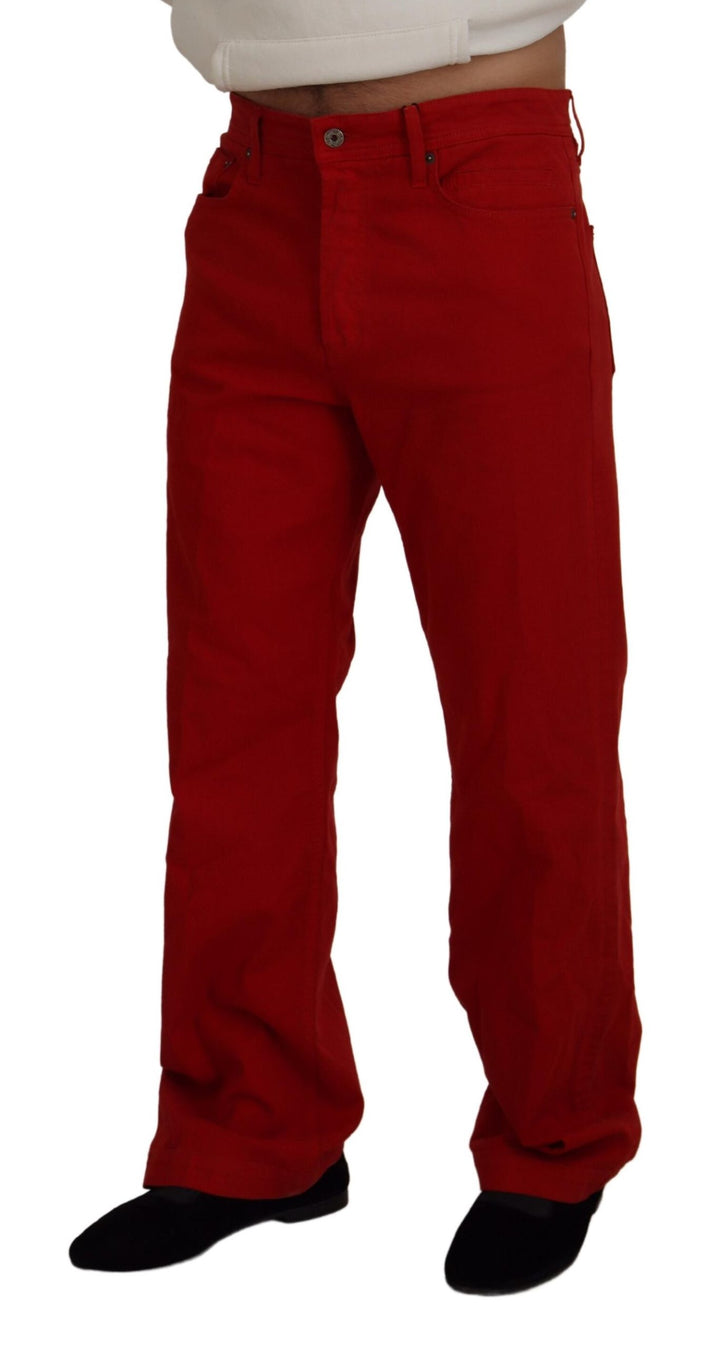 Dolce &amp; Gabbana Sample Sale Dolce &amp; Gabbana Red Cotton Straight Fit Men Denim Jeans - | Designer outlet