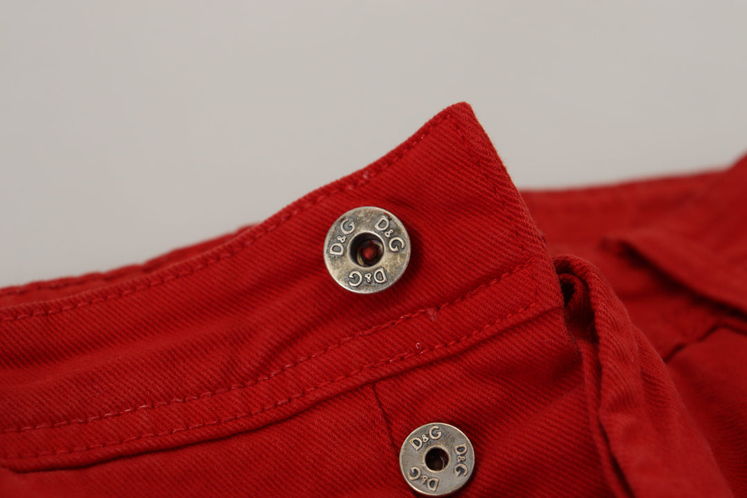 Dolce &amp; Gabbana Sample Sale Dolce &amp; Gabbana Red Cotton Straight Fit Men Denim Jeans - | Designer outlet