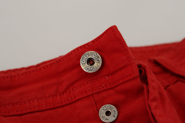 Dolce &amp; Gabbana Sample Sale Dolce &amp; Gabbana Red Cotton Straight Fit Men Denim Jeans - | Designer outlet