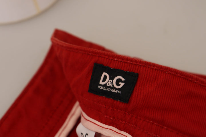 Dolce &amp; Gabbana Sample Sale Dolce &amp; Gabbana Red Cotton Straight Fit Men Denim Jeans - | Designer outlet