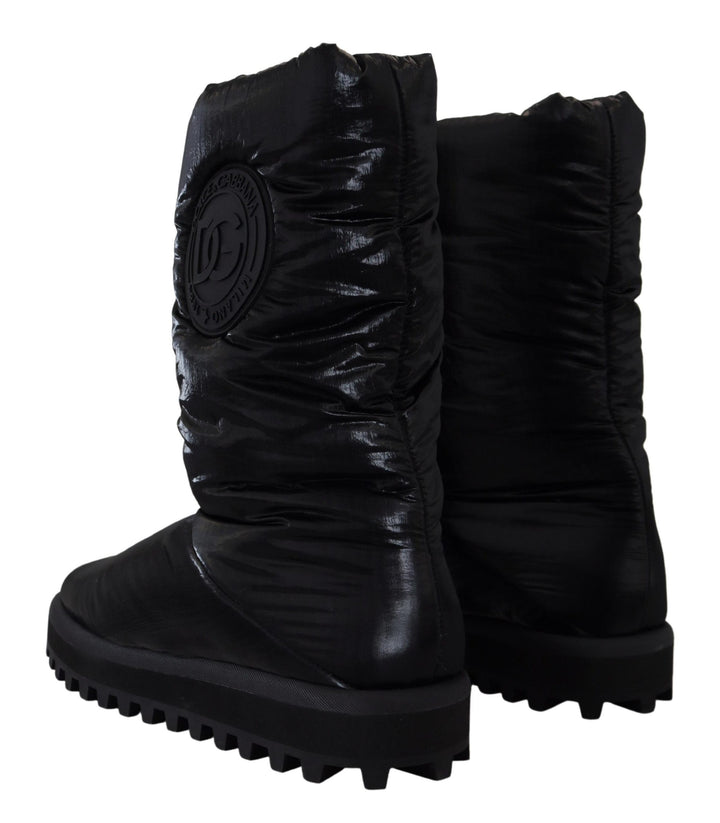 Dolce &amp; Gabbana Sample Sale Dolce &amp; Gabbana Black Boots Padded Mid Calf Winter Shoes - | Designer outlet