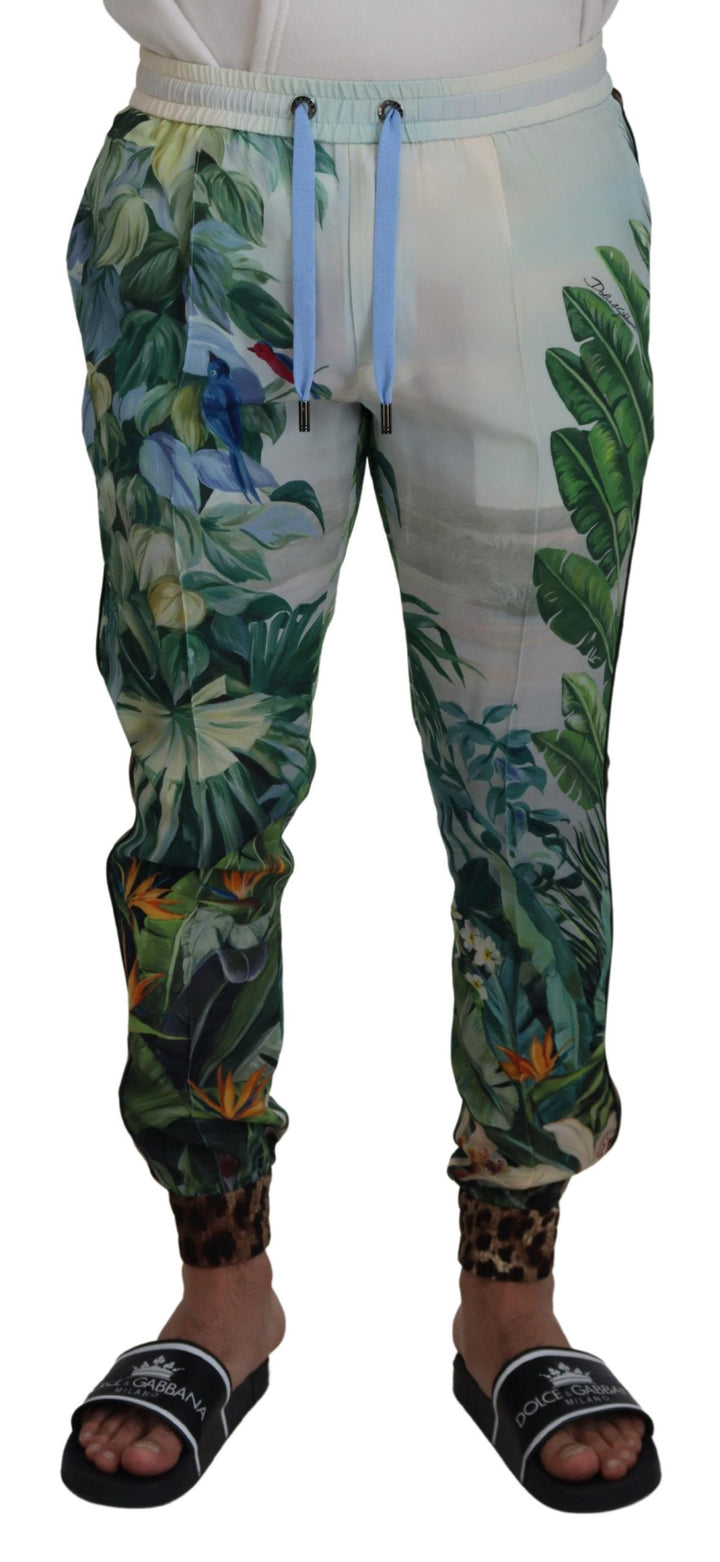 Dolce &amp; Gabbana Sample Sale Dolce &amp; Gabbana White Floral Printed Men Jogger Pants - | Designer outlet