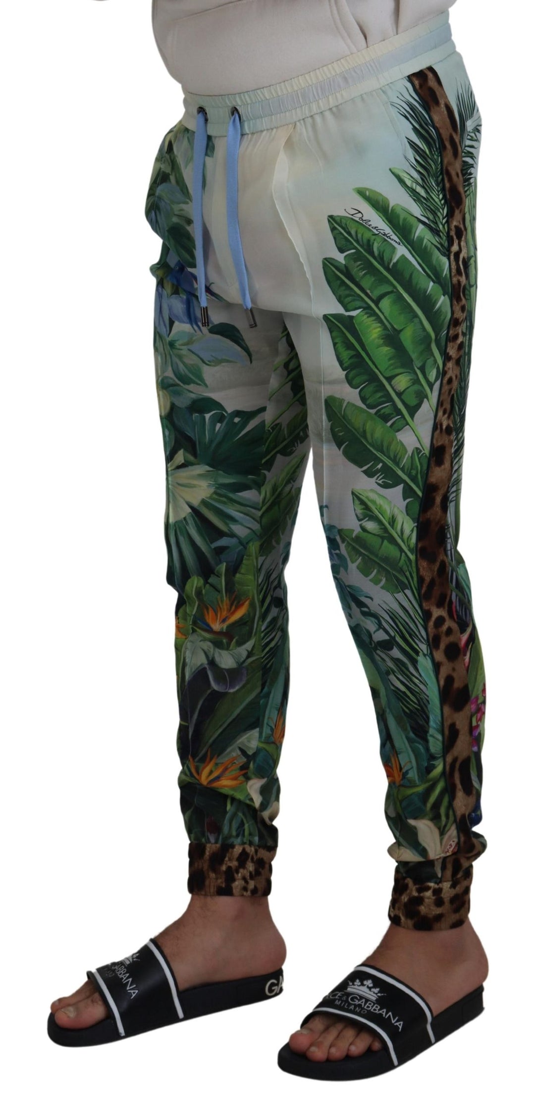 Dolce &amp; Gabbana Sample Sale Dolce &amp; Gabbana White Floral Printed Men Jogger Pants - | Designer outlet