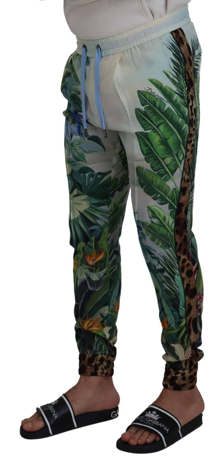 Dolce &amp; Gabbana Sample Sale Dolce &amp; Gabbana White Floral Printed Men Jogger Pants - | Designer outlet