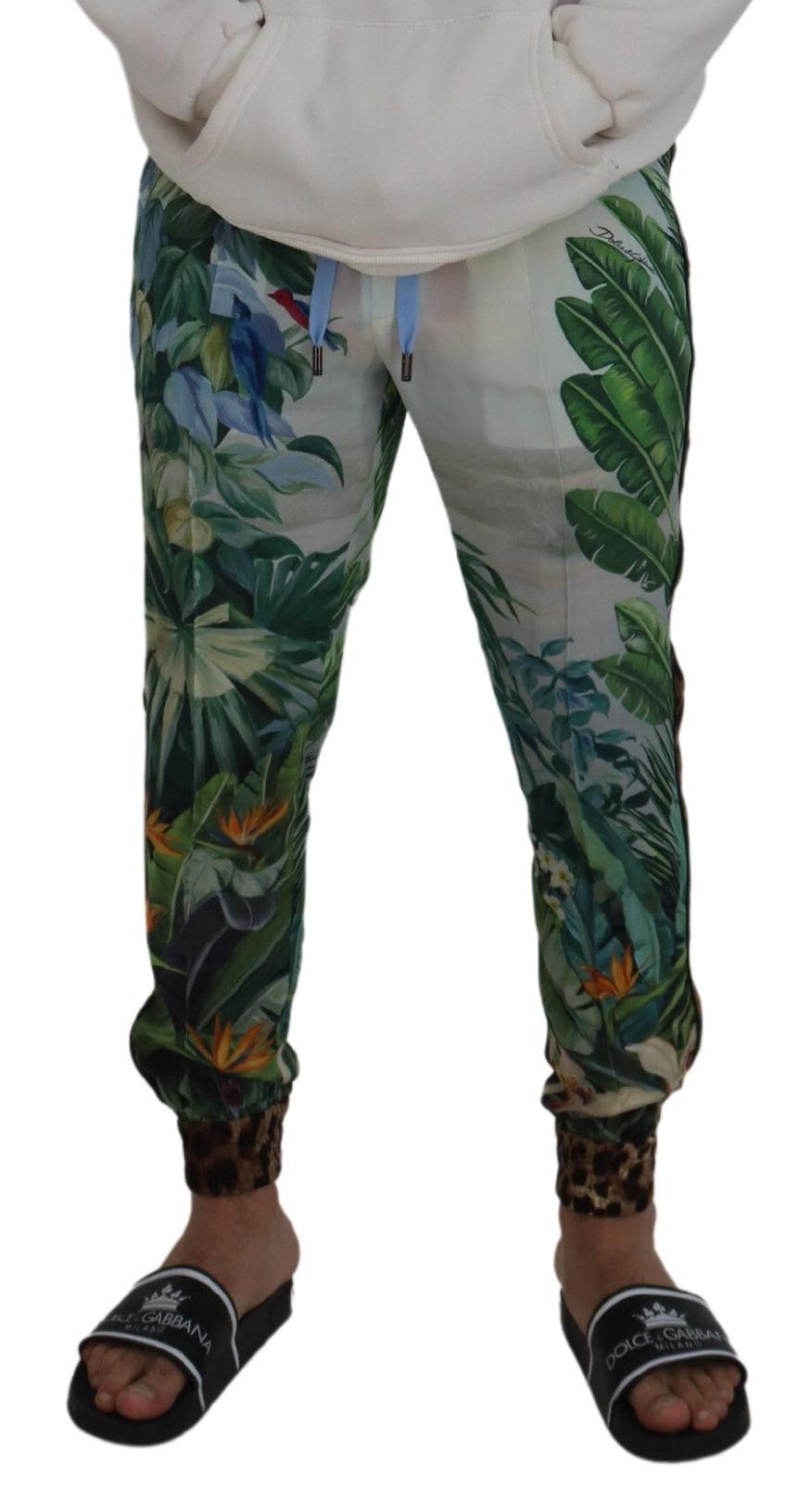 Dolce &amp; Gabbana White Floral Printed Men Jogger Pants by Dolce &amp; Gabbana outlet now on sale