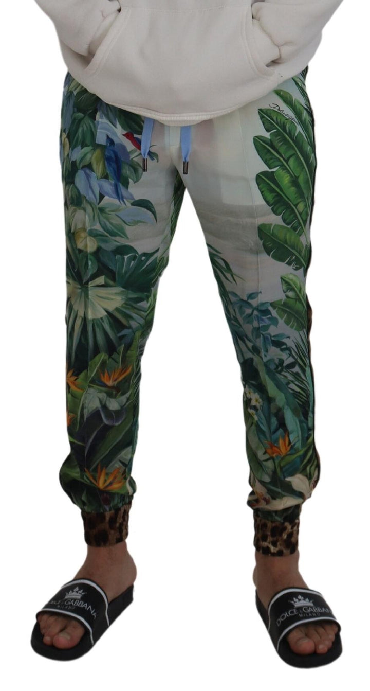 Dolce &amp; Gabbana White Floral Printed Men Jogger Pants by Dolce &amp; Gabbana outlet now on sale