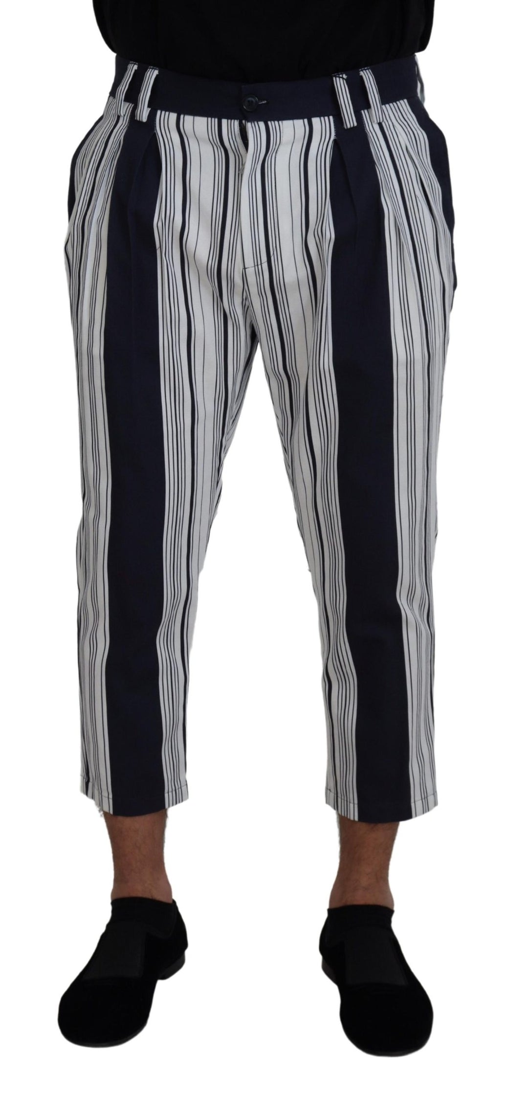 Dolce &amp; Gabbana White Cotton Striped Cropped Pants by Dolce &amp; Gabbana outlet now on sale