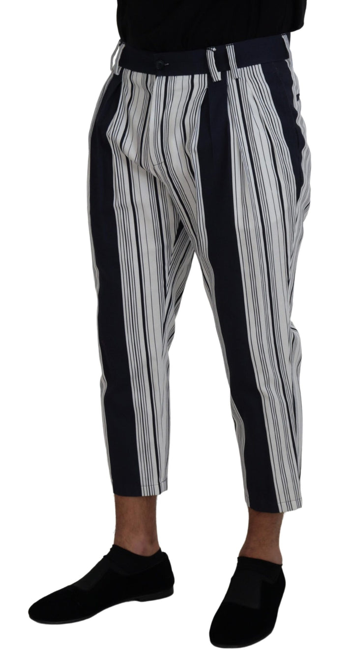 Dolce &amp; Gabbana White Cotton Striped Cropped Pants by Dolce &amp; Gabbana outlet now on sale